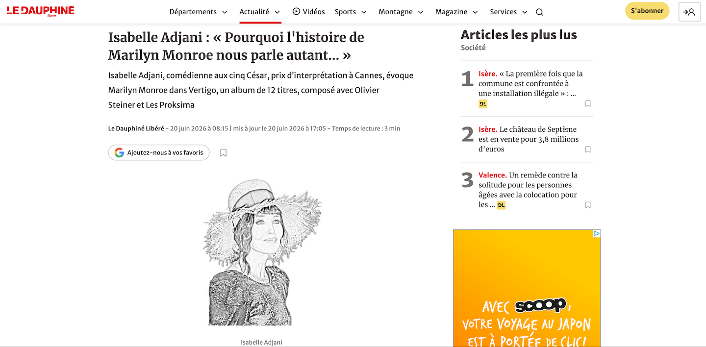 Proksima Adjani Steiner Vertigo Le Dauphiné libéré